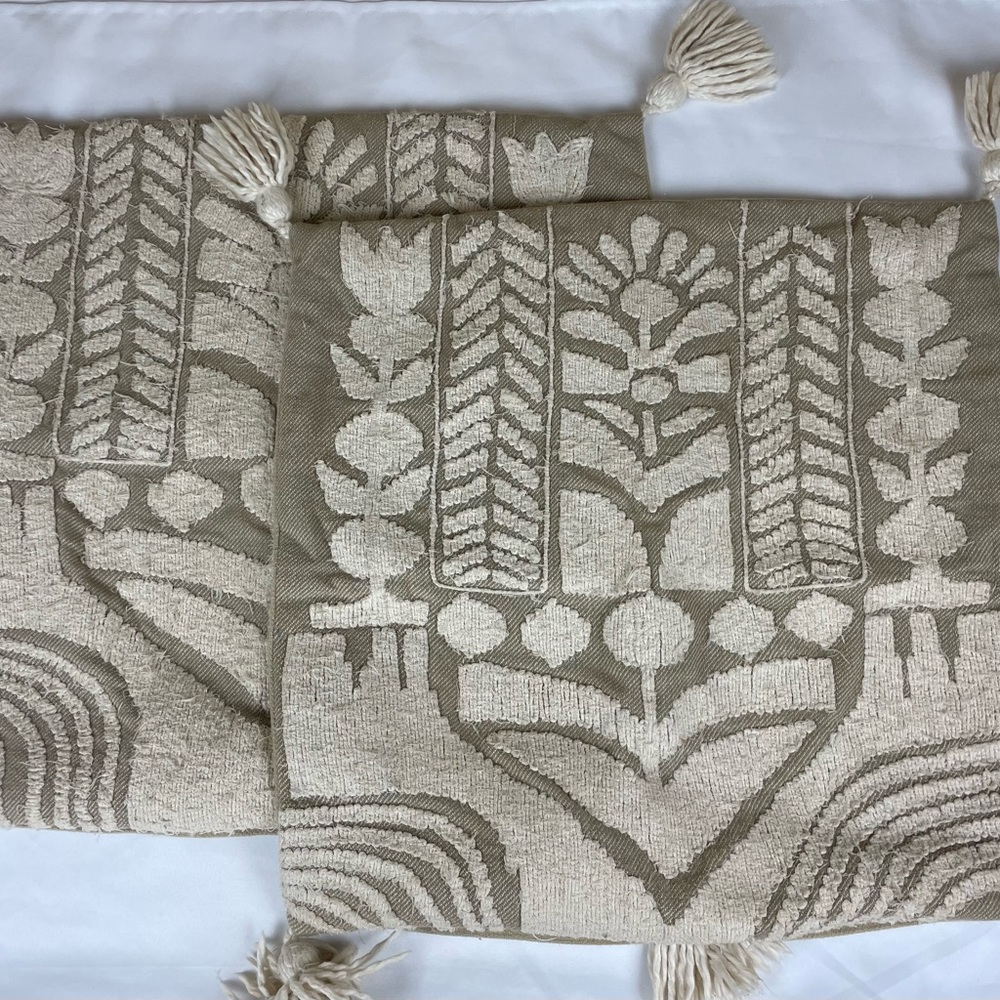 2 World Market Decorative Pillow Covers, BoHo, tan/ivory, 20x20